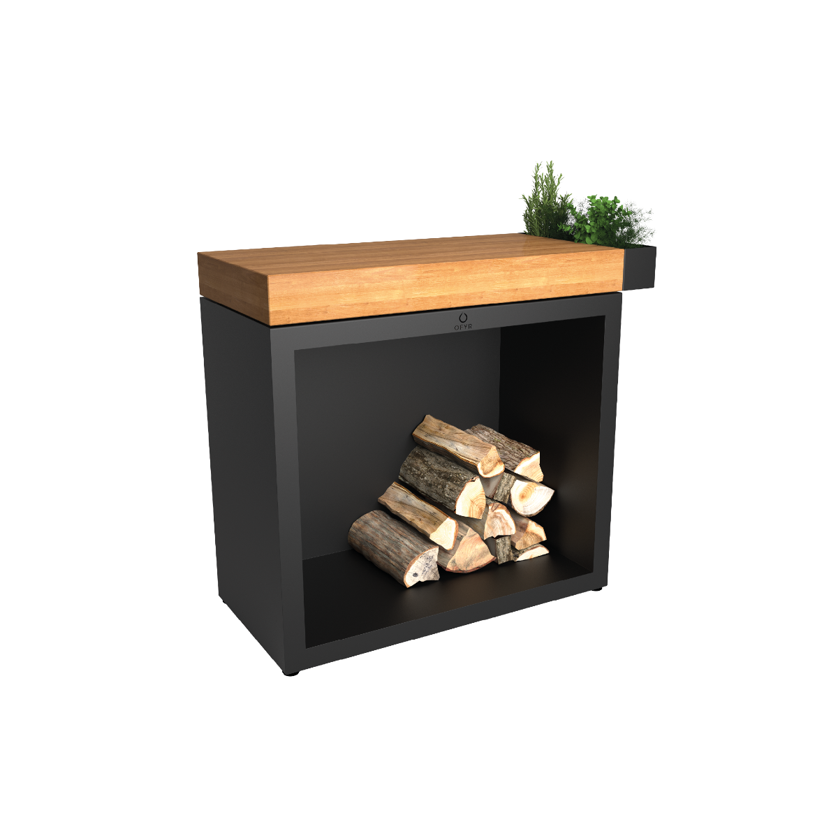 OFYR Butcher Block Storage 90 Black Teak Hout