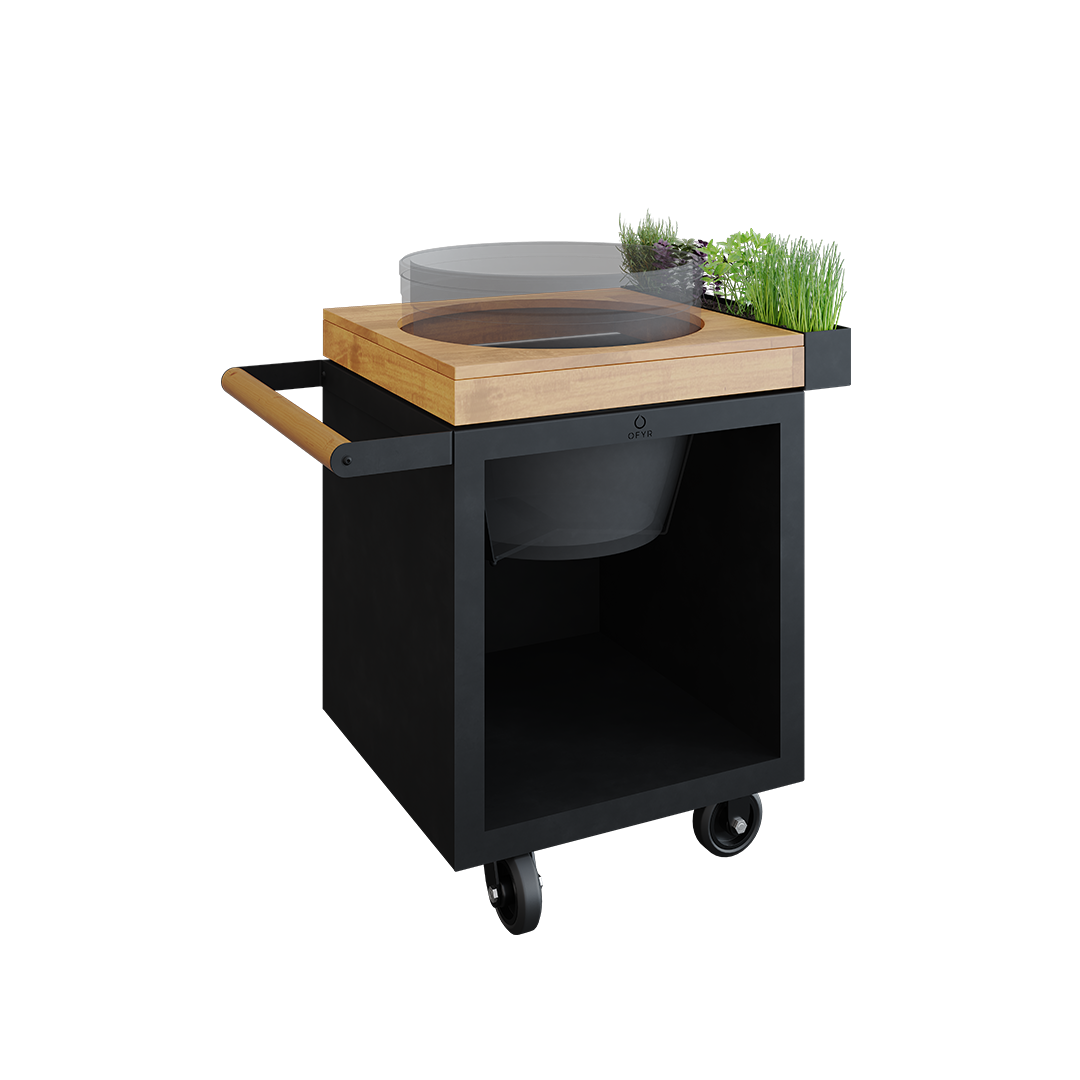 OFYR Kamado Table Black 65 PRO Teak Wood BGE