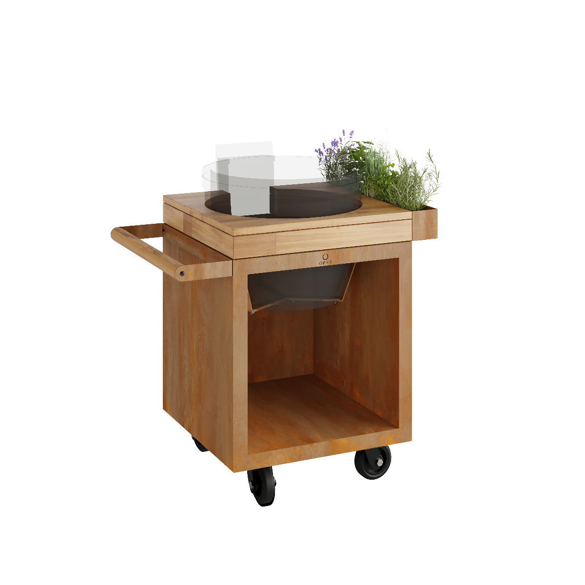 OFYR Kamado Table Corten 65 PRO Teak Wood KJ