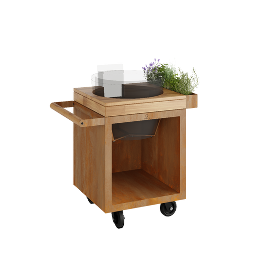OFYR Kamado Table Corten 65 PRO Teak Wood KJ